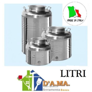 CONTENITORE FUSTO BIDONE OLIO OLIVARI 15 LT ACCAIO INOX MADE IN ITALY