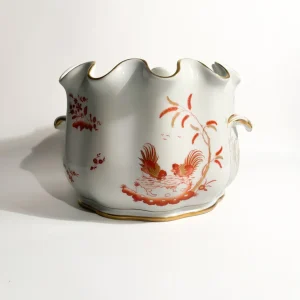 Vaso Rinfrescatoio in Porcellana Ginori Doccia Serie Galli Rossi Anni 50