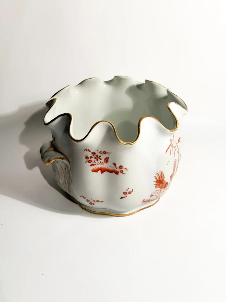 Vaso Rinfrescatoio in Porcellana Ginori Doccia Serie Galli Rossi Anni 50 - immagine 4