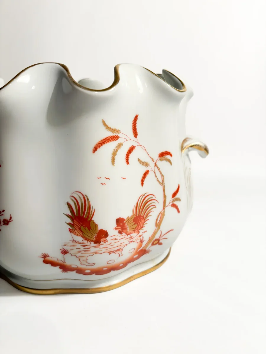 Vaso Rinfrescatoio in Porcellana Ginori Doccia Serie Galli Rossi Anni 50 - immagine 6