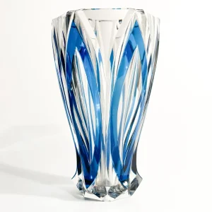 Vaso in Cristallo Francese Saint-Louis Blu Anni 40