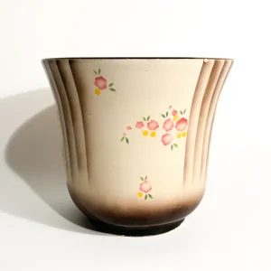 Vaso Cachepot in Ceramica di Galvani Pordenone Aerografata Anni 40
